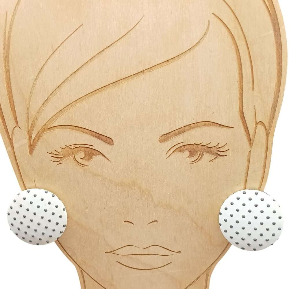 Vintage White Polka Dot Button Earrings Fun and Flirty Studs